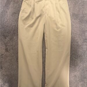 Savane Mens Flat Front Pants 36x30 Beige Classic Fit Chino Flat Front